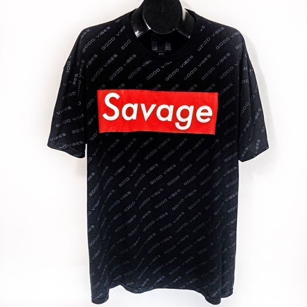 Savage Good Vibes Black T-Shirt by Hustle Sz 2XL